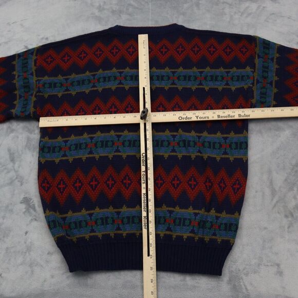 Trend Basics Sweaters Mens L Multicolor Geometric Long Sleeve Crew Neck Pullover - Picture 3 of 16